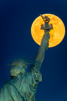 Supermoon over Statue of Liberty -Liberty-25